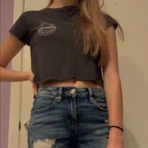 Grey crop top with pocket design